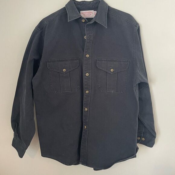Vintage CC Filson Alaskan Guide Shirt Dark Grey charcoal Twill Mens Sz L - Picture 13 of 13